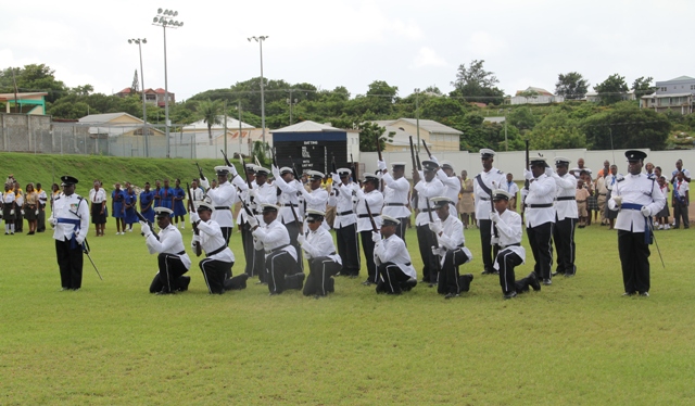 Members of the Royal St. Christopher and Nevis Police Force at St. Christopher and Nevis’ 28th anniversary of Independence parade